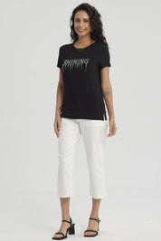 Polera Mujer Estampado Negro