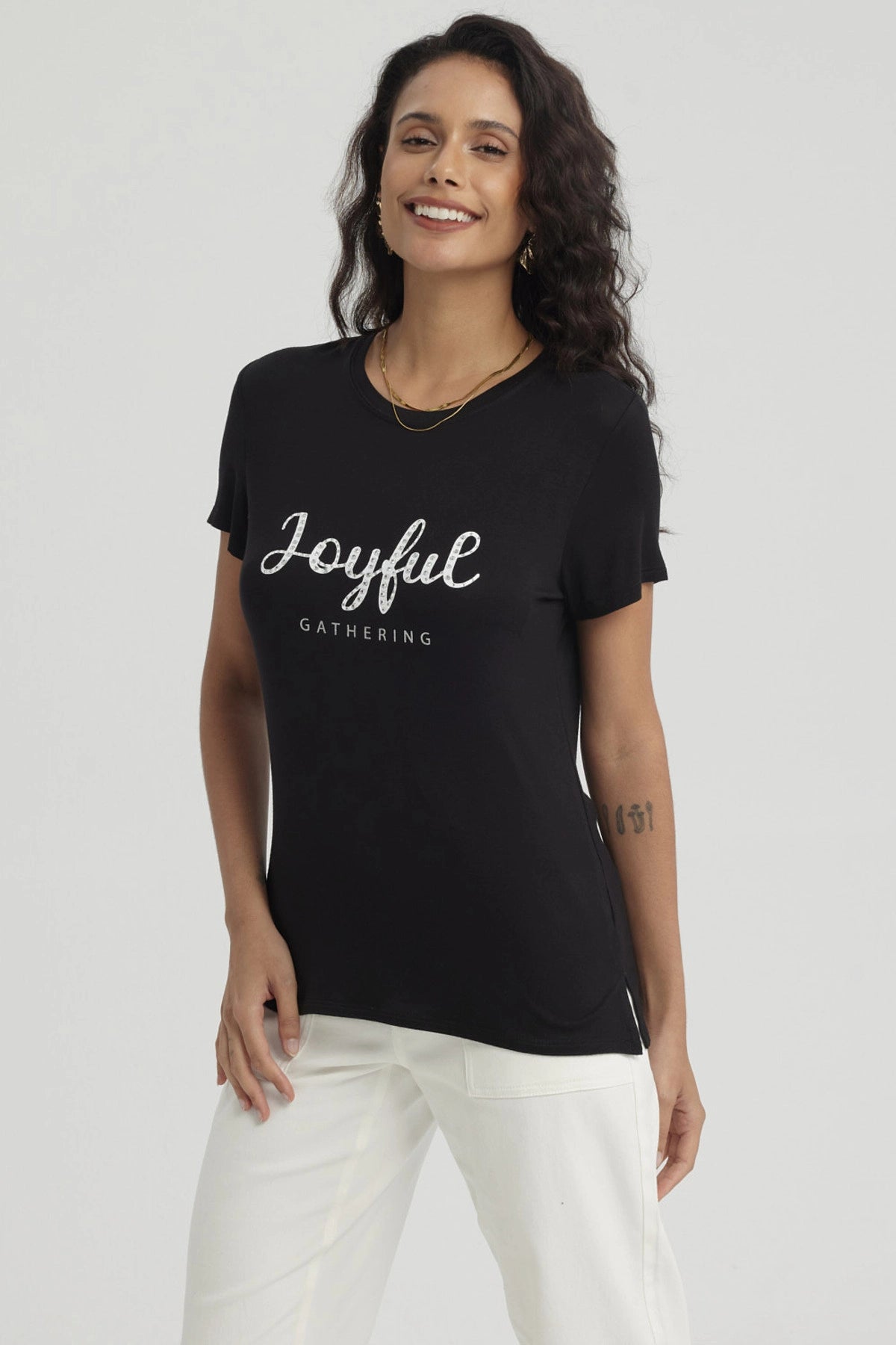 Polera Mujer Estampado Negro