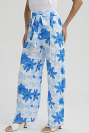 Pantalón Mujer Palazzo Pretina Elástica Azulino