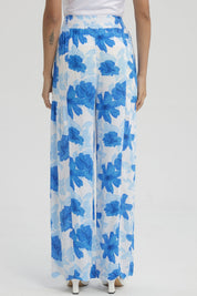 Pantalón Mujer Palazzo Pretina Elástica Azulino