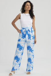 Pantalón Mujer Palazzo Pretina Elástica Azulino