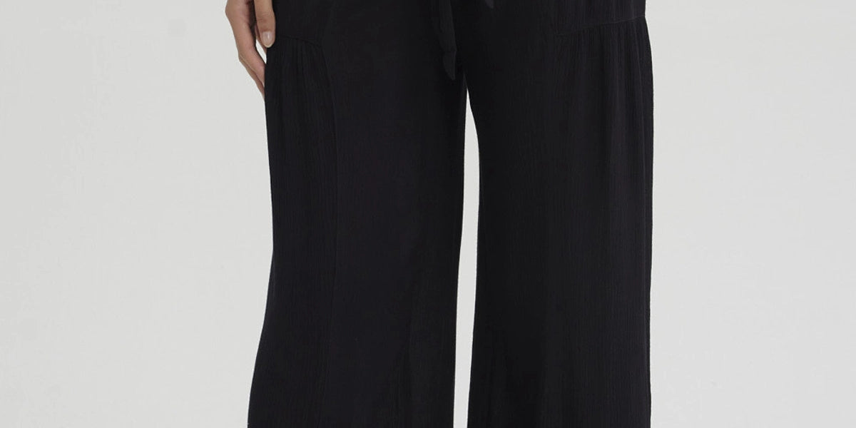 Pantalón Mujer Palazzo Pretina Elástica Negro