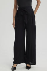 Pantalón Mujer Palazzo Pretina Elástica Negro