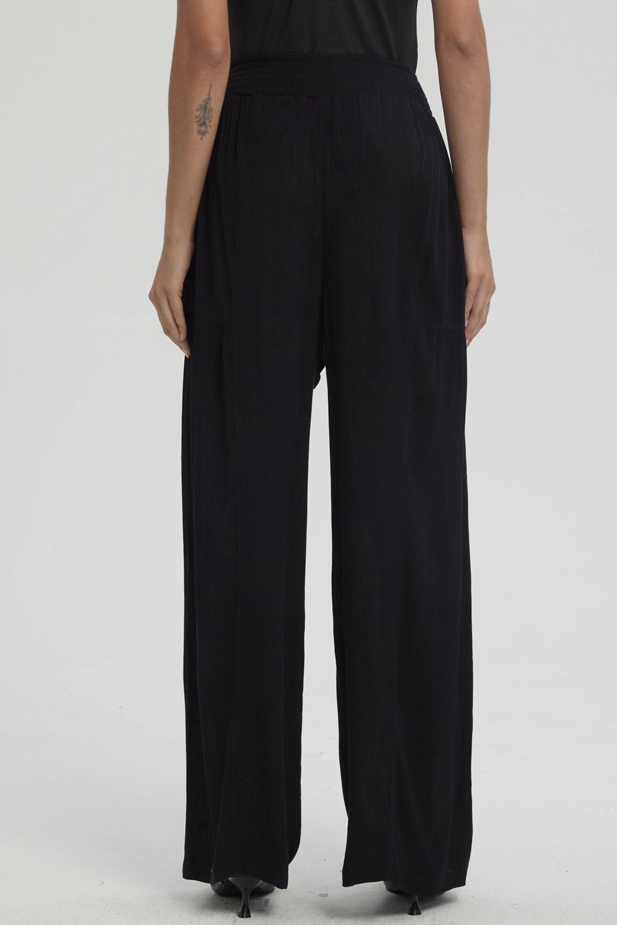 Pantalón Mujer Palazzo Pretina Elástica Negro