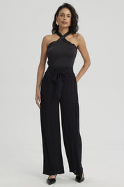 Pantalón Mujer Palazzo Pretina Elástica Negro