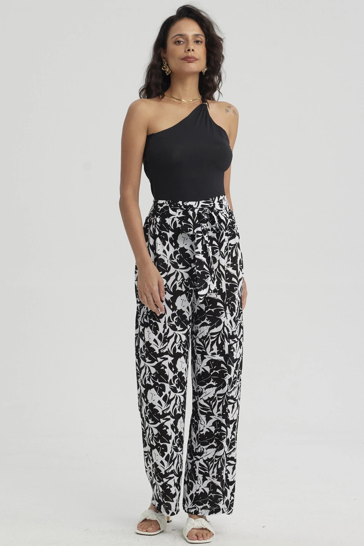 Pantalón Mujer Palazzo Pretina Elástica Turquesa