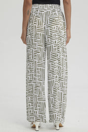 Pantalón Mujer Palazzo Pretina Elástica Verde Musgo