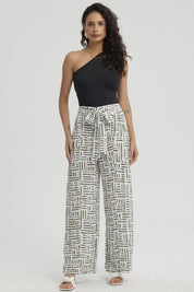 Pantalón Mujer Palazzo Pretina Elástica Verde Musgo