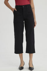 Pescador Mujer Gabardina Bolsillo Cargo Negro
