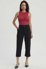 Pescador Mujer Gabardina Bolsillo Cargo Negro