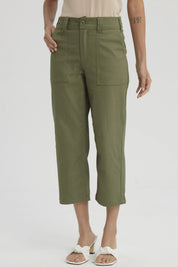 Pescador Mujer Gabardina Bolsillo Cargo Verde Musgo