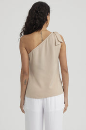 Blusa Mujer Hombro Asimétrico Naranjo