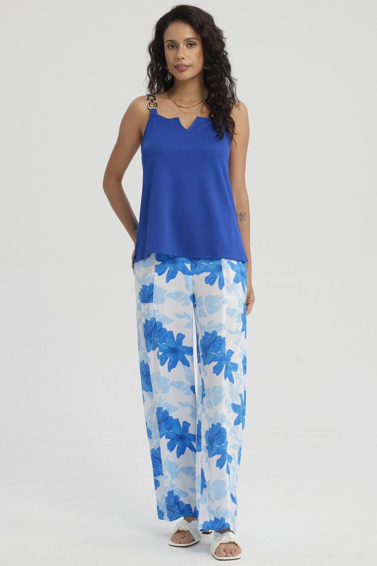 Polera Mujer Textura Azulino