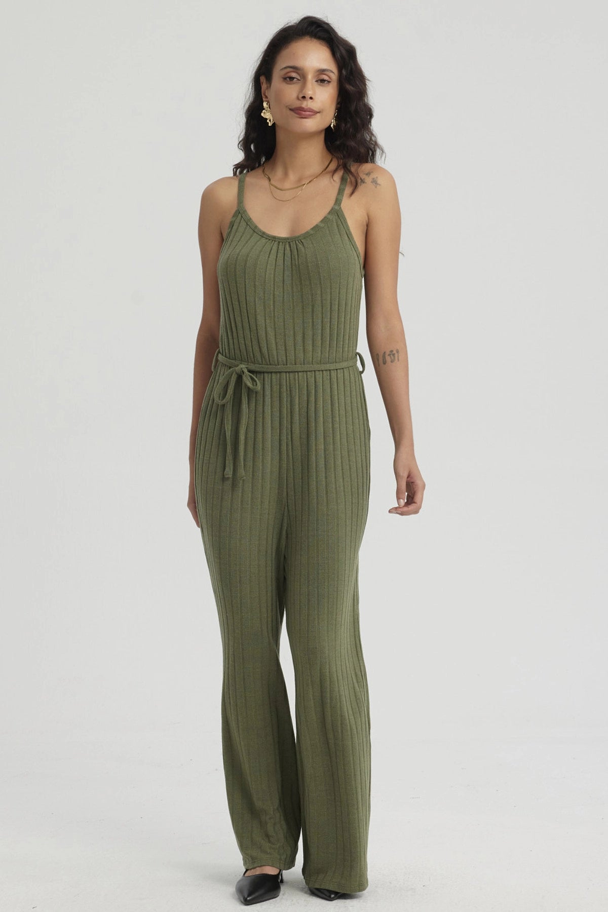 Enteritos Mujer Largo Textura Verde Musgo