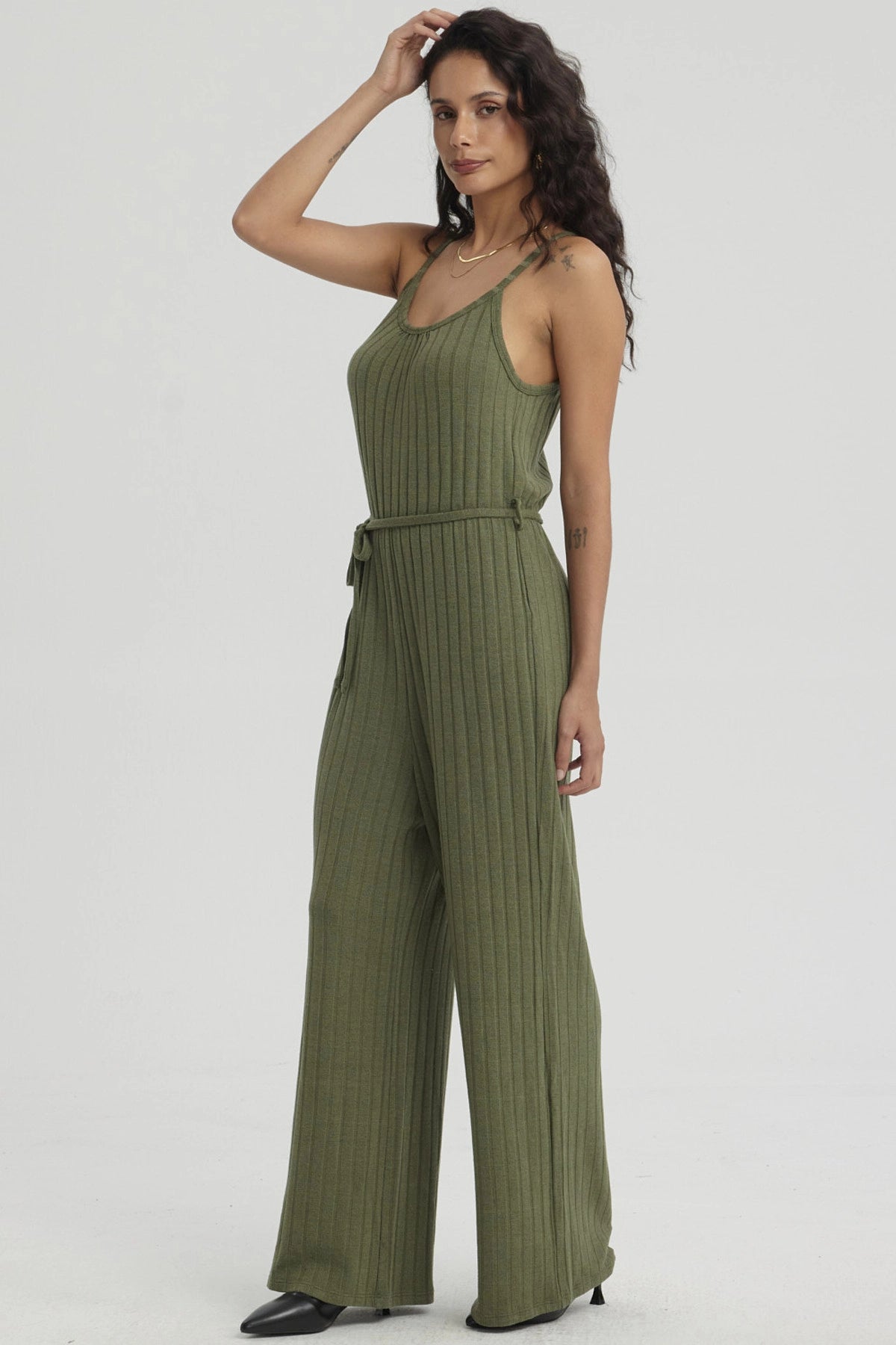 Enteritos Mujer Largo Textura Verde Musgo