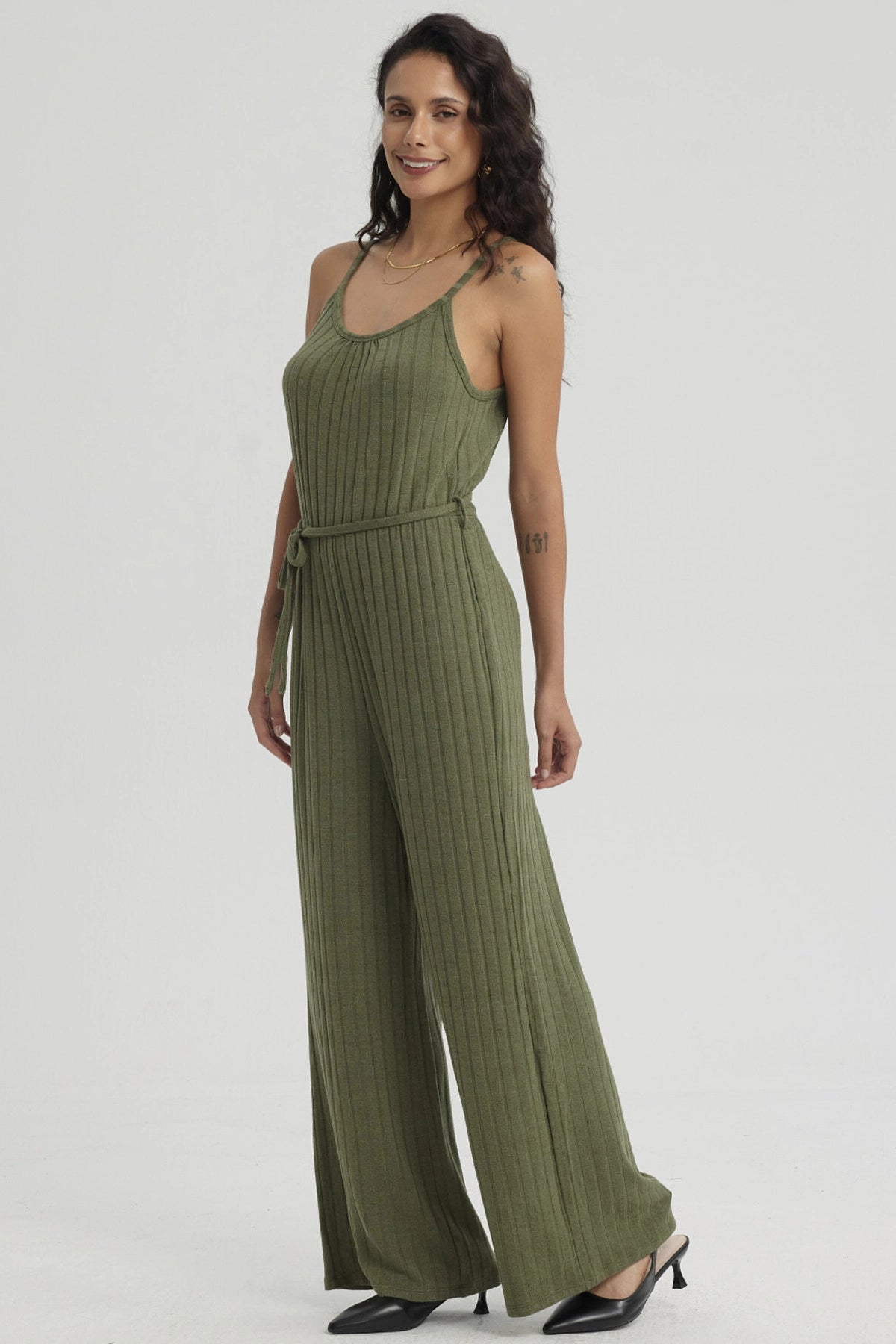 Enteritos Mujer Largo Textura Verde Musgo