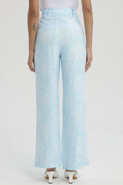 Pantalón Mujer Palazzo Pretina Ancha Aqua