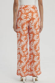 Pantalón Mujer Palazzo Pretina Ancha Naranjo