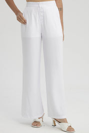 Pantalón Mujer Sastrero Botones Decorativo Blanco