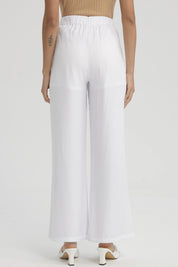 Pantalón Mujer Sastrero Botones Decorativo Blanco