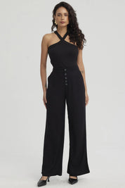 Pantalón Mujer Sastrero Botones Decorativo Negro