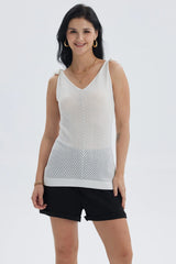 Polera Mujer Pabilo Con Nudo Crudo