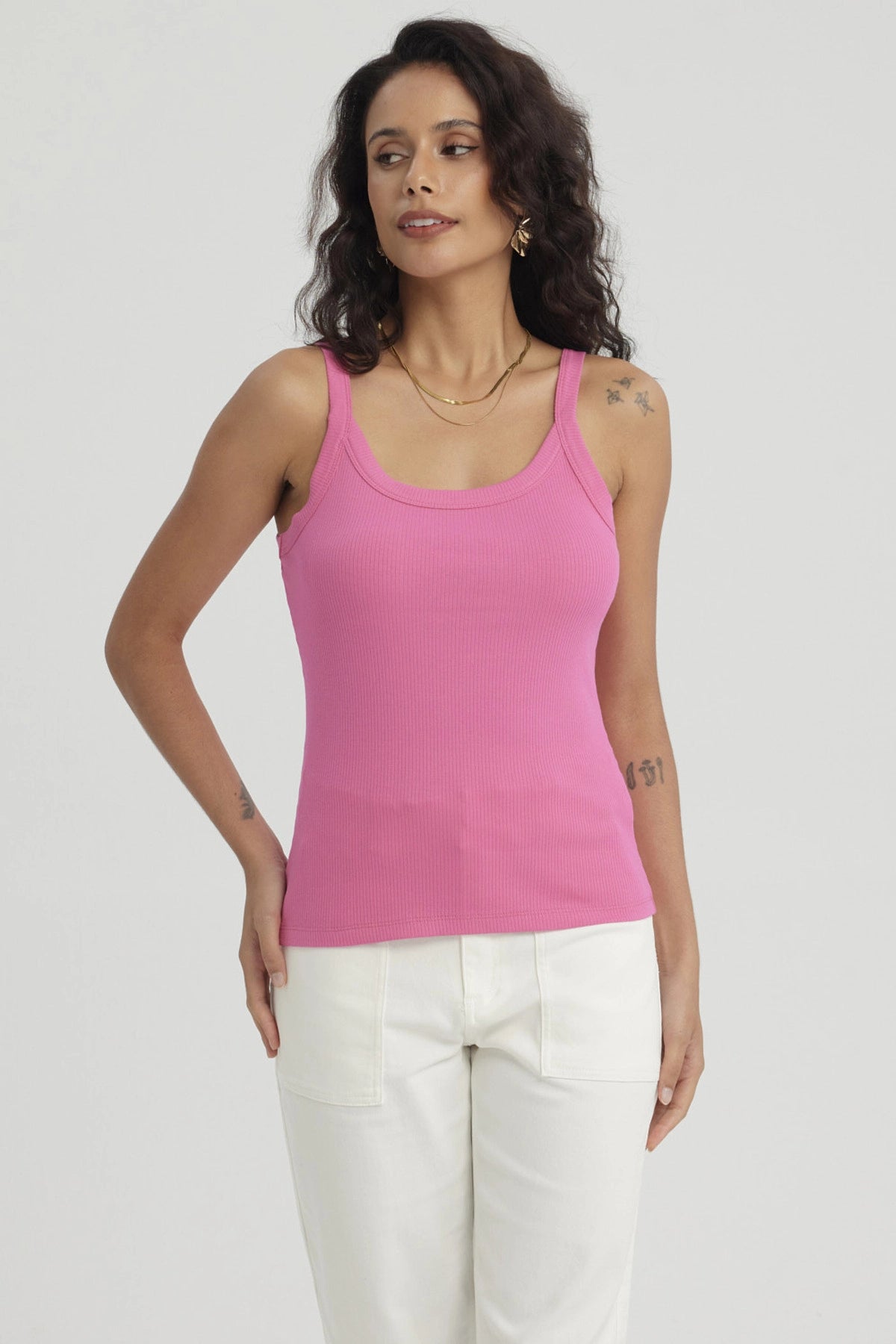 Peto Mujer Rib Pabilo Ancho Fucsia