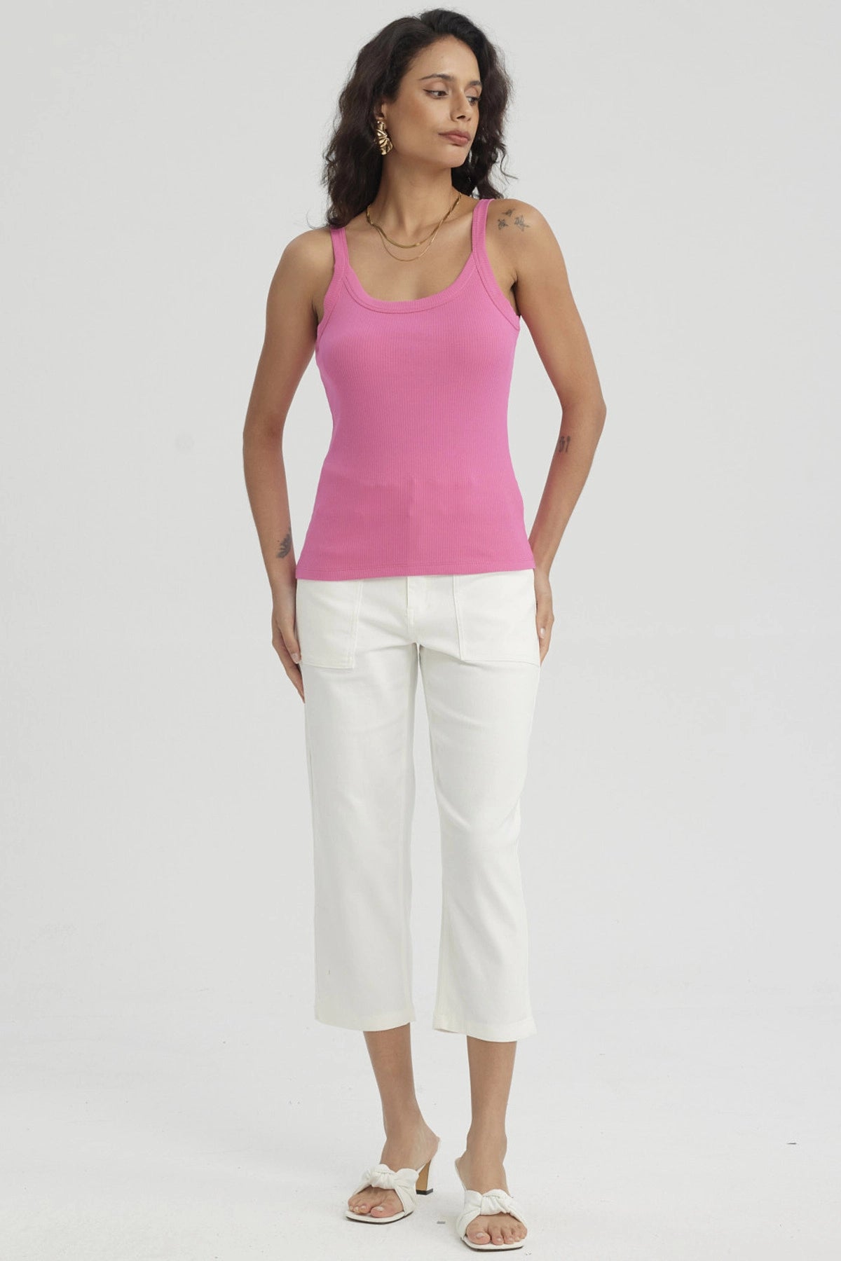 Peto Mujer Rib Pabilo Ancho Fucsia