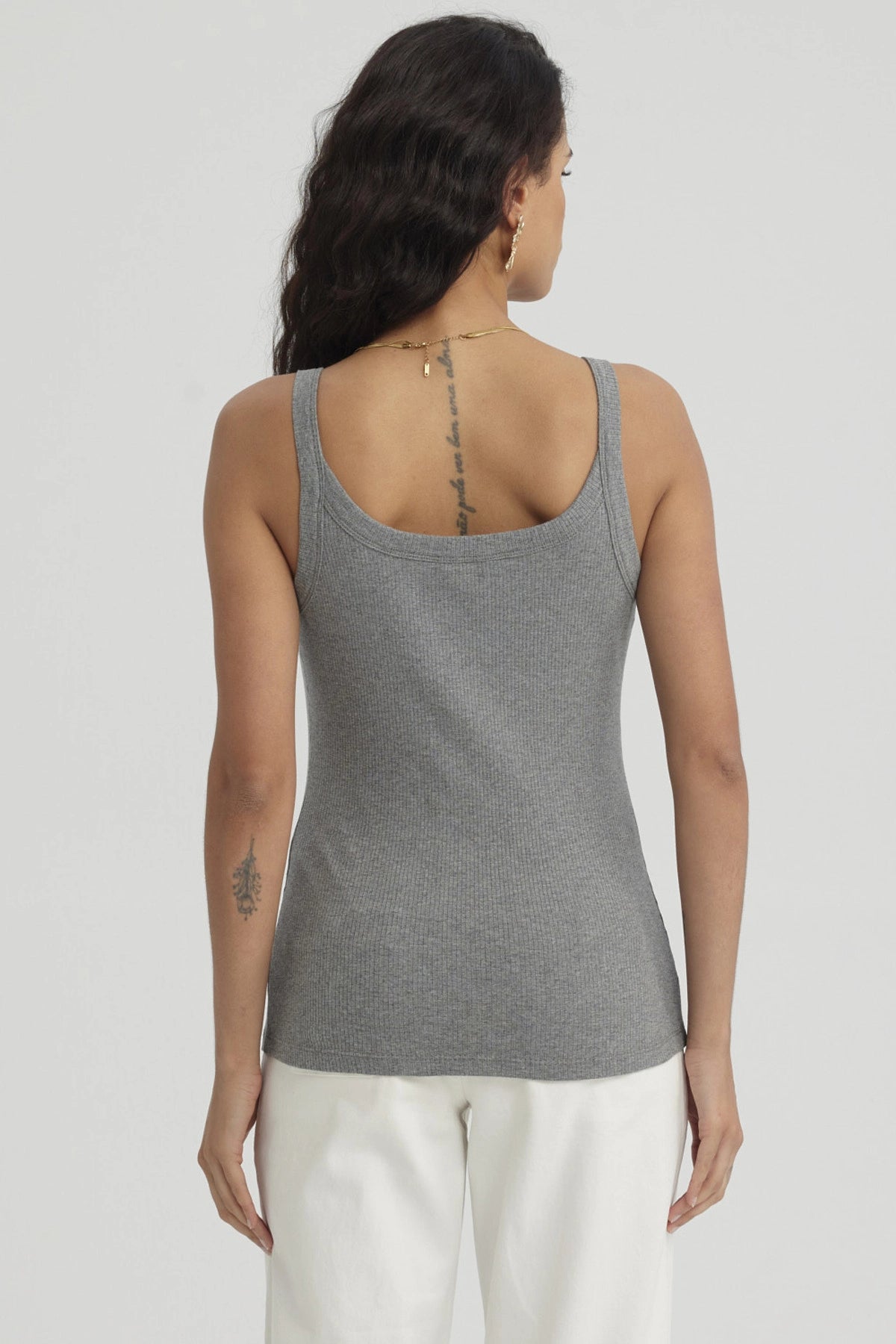 Peto Mujer Rib Pabilo Ancho Gris Melange