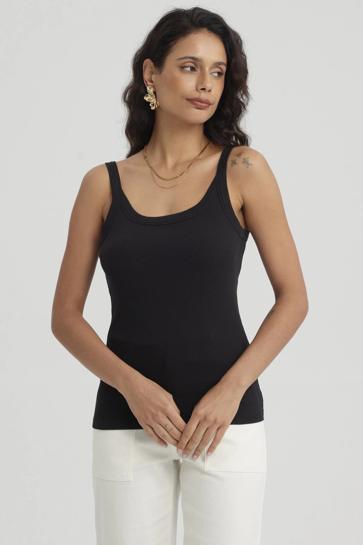 Peto Mujer Rib Pabilo Ancho Negro