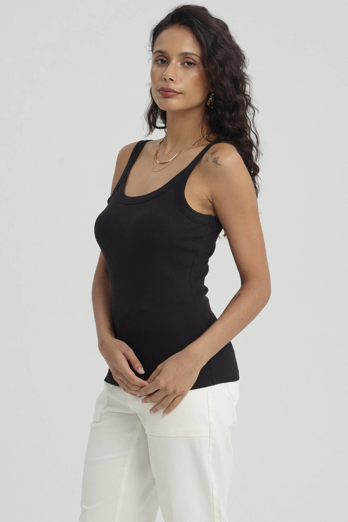 Peto Mujer Rib Pabilo Ancho Negro