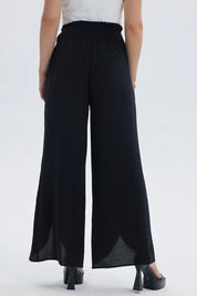 Pantalón Mujer Palazzo Pretina Ancha Negro