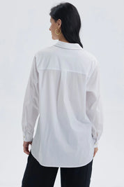 Blusa Mujer Popelina Abotonada Blanco