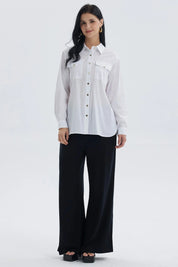 Blusa Mujer Popelina Abotonada Blanco