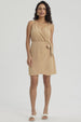 Vestido Mujer Corto Envolvente Camel