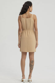 Vestido Mujer Corto Envolvente Camel
