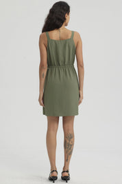 Vestido Mujer Corto Envolvente Verde Musgo