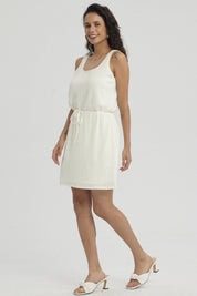Vestido Mujer Corto Cordón Crema