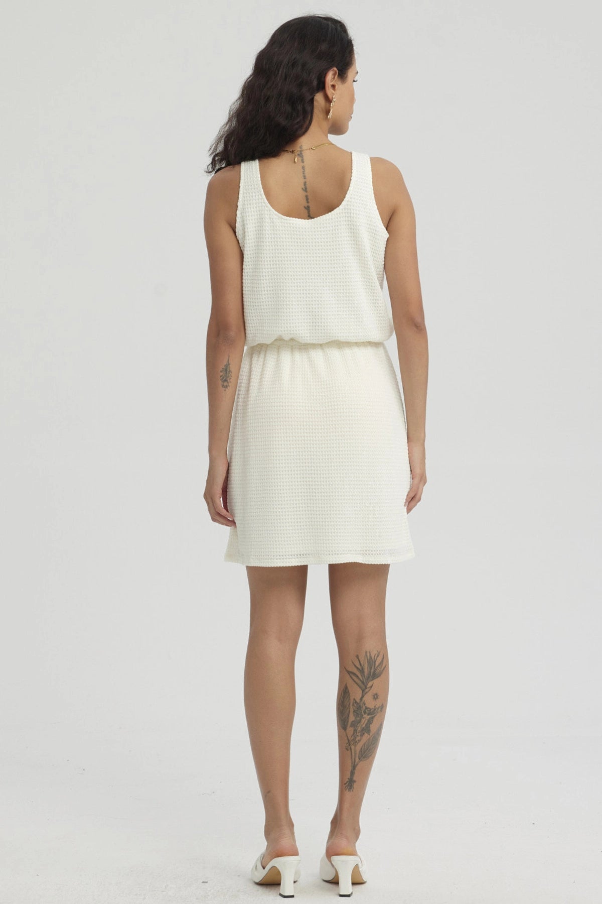 Vestido Mujer Corto Cordón Crema