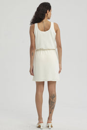 Vestido Mujer Corto Cordón Crema