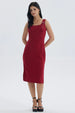 Vestido Mujer Midi Pabilo Rojo Oscuro
