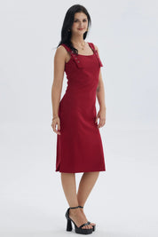 Vestido Mujer Midi Pabilo Rojo Oscuro