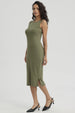 Vestido Mujer Largo Con Ojetillo Verde Musgo