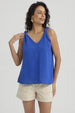 Blusa Mujer Nudo En Hombros Azulino