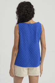Blusa Mujer Nudo En Hombros Azulino