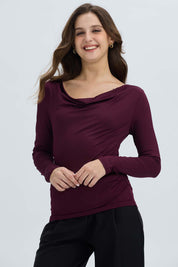 Polera Mujer Drapeado Delantero Vino