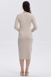 Vestido Mujer Abotonado Beige