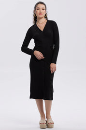 Vestido Mujer Abotonado Negro