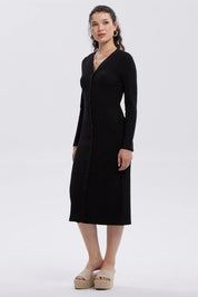 Vestido Mujer Abotonado Negro