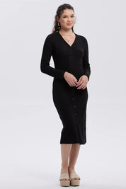 Vestido Mujer Abotonado Negro